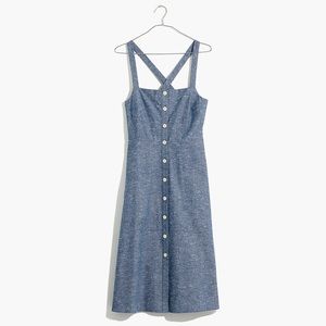 Madewell Chambray Cross-Back Linen Denim Dress Size 4